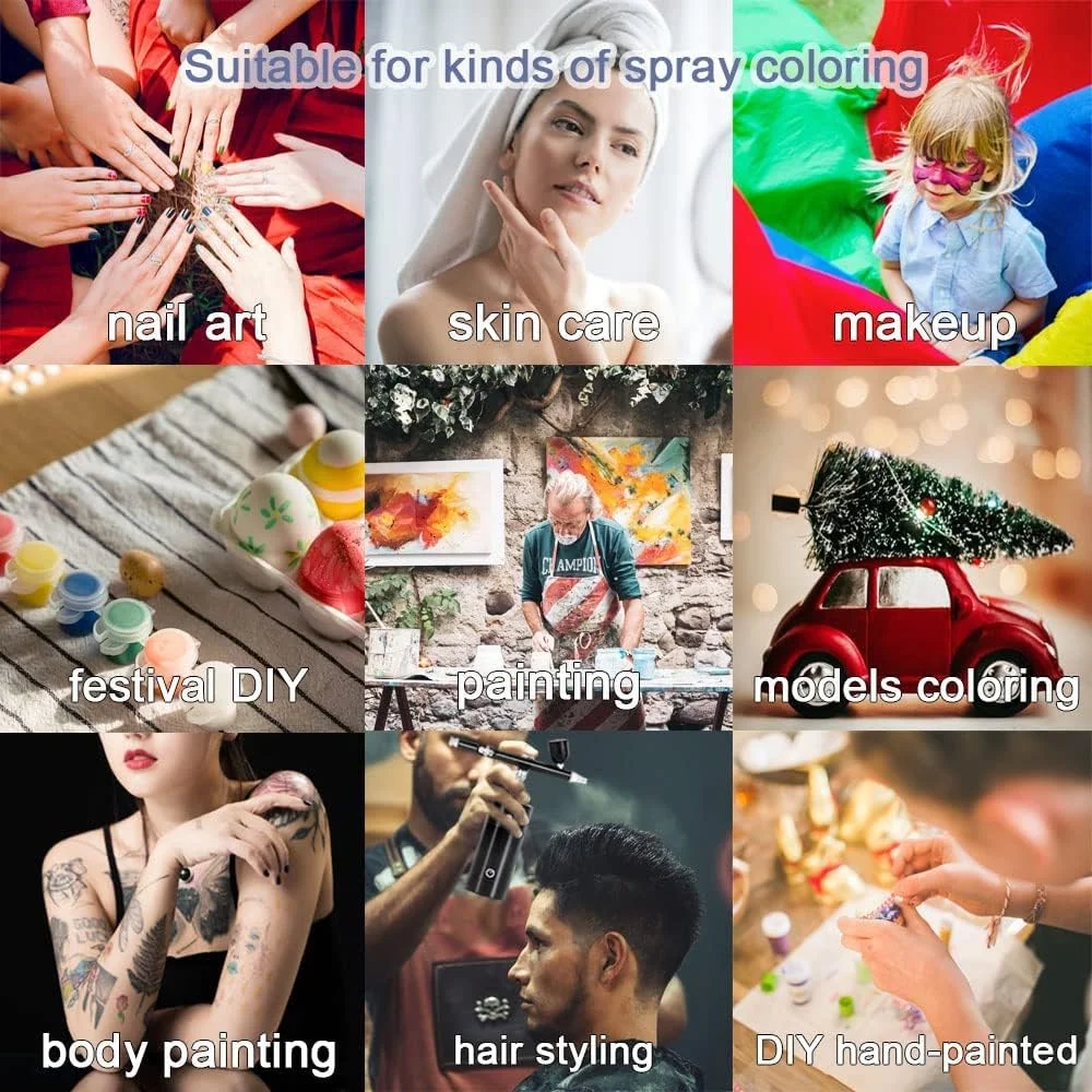 کیت ایربراش MAKINGTEC، کیت مینی کمپرسور هوا ایربراش، ایربراش بی سیم دوال اکشن قابل شارژ USB، مینی کمپرسور هوا ایربراش قابل شارژ برای کیک، ناخن، آرایش