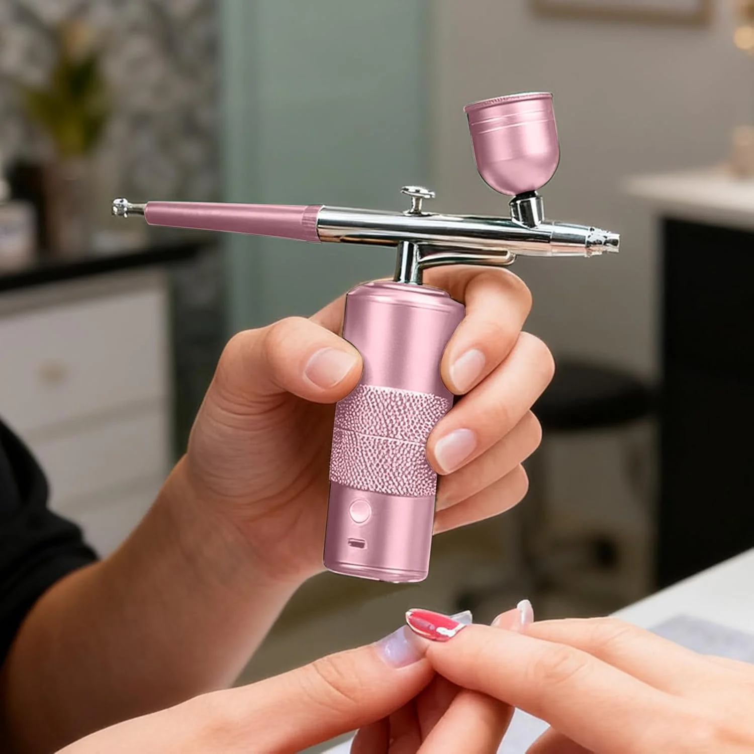 ایر براش ناخن - ست اسپری رنگ لاک، اسپری رنگ آمیزی برای آرایش مو، مدل مبتدی، تزئین کیک، ماشین، نقاشی کفش