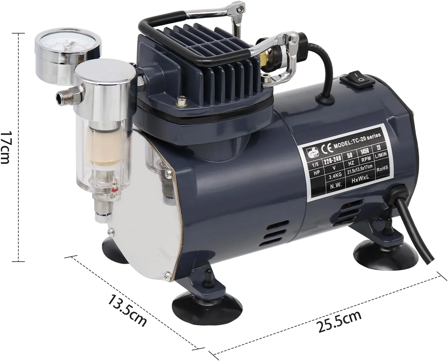 کیت ایربراش SwitZer AS18 با کمپرسور و 2 عدد ایربراش دوگانه و شلنگ