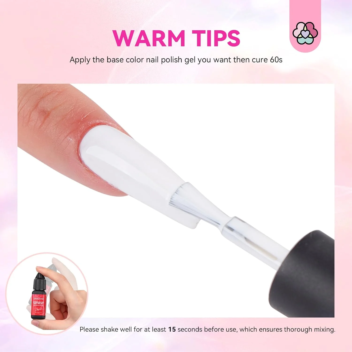 لاک ژل ایربراش ناخن ساویلند: مجموعه ۱۲ رنگ پرطراوت ایربراش بدون نیاز به رقیق کردن، بدون استون، با بافت ریز برای اسپری رنگ، مناسب طراحی ناخن آمبره و فرانسوی، کیت سالن طراحی ناخن