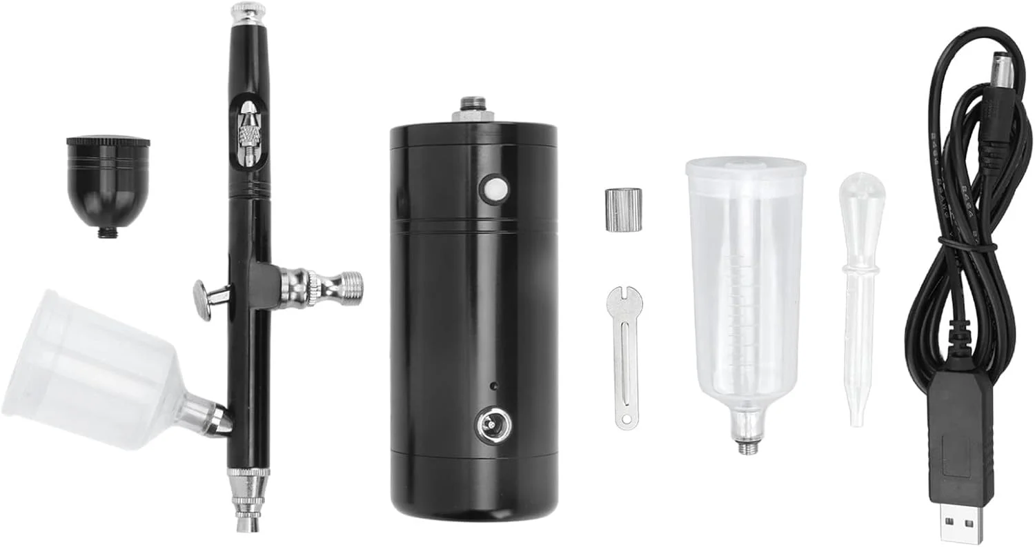 کیت ایربراش، ایربراش بی سیم، تفنگ اسپری ایربراش قابل حمل شارژی، برای هنر ناخن، آرایش، نقاشی، تزیین کیک