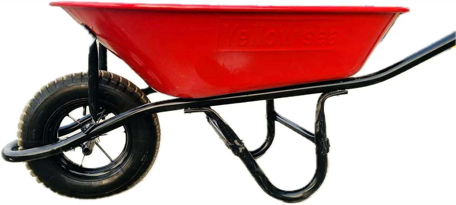 فرغون سنگین دریای زرد. فرغون رنگ قرمز. (90 سانتی متر x 65 سانتی متر) مناسب باغ و خانه