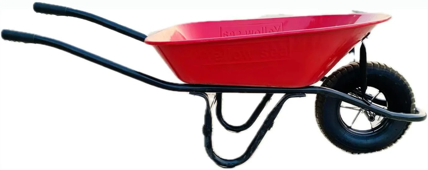 فرغون سنگین دریای زرد. فرغون رنگ قرمز. (90 سانتی متر x 65 سانتی متر) مناسب باغ و خانه