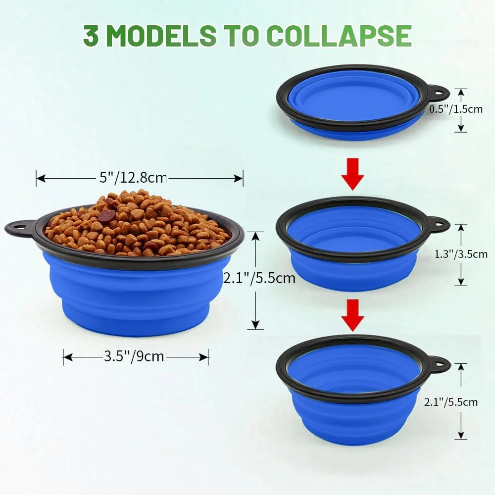 ست 2 عددی کاسه تاشو حیوانات خانگی - کاسه های مسافرتی قابل حمل سگ و گربه با کارابین (آبی 1) ست 2 عددی کاسه تاشو حیوانات خانگی - کاسه های مسافرتی قابل حمل سگ و گربه با کارابین (آبی 1)