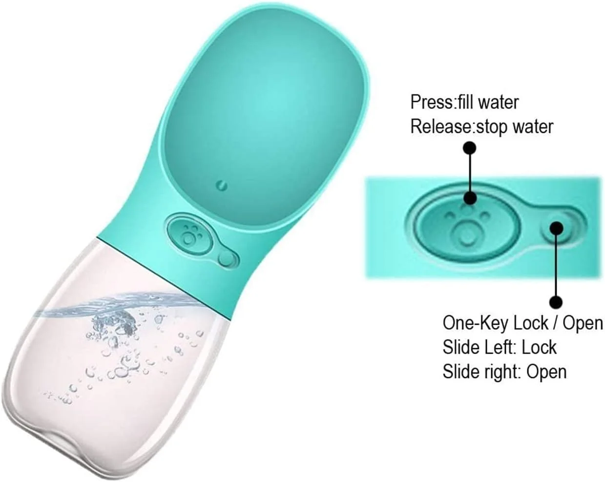 بطری آب سگ ALMEKAQUZ، ظرف آب قابل حمل و ضد نشت برای توله سگ، مناسب پیاده روی، کوهنوردی و مسافرت در فضای باز، 350 میلی لیتر، آبی بطری آب سگ ALMEKAQUZ، ظرف آب قابل حمل و ضد نشت برای توله سگ، مناسب پیاده روی، کوهنوردی و مسافرت در فضای باز، 350 میلی لیتر، آبی