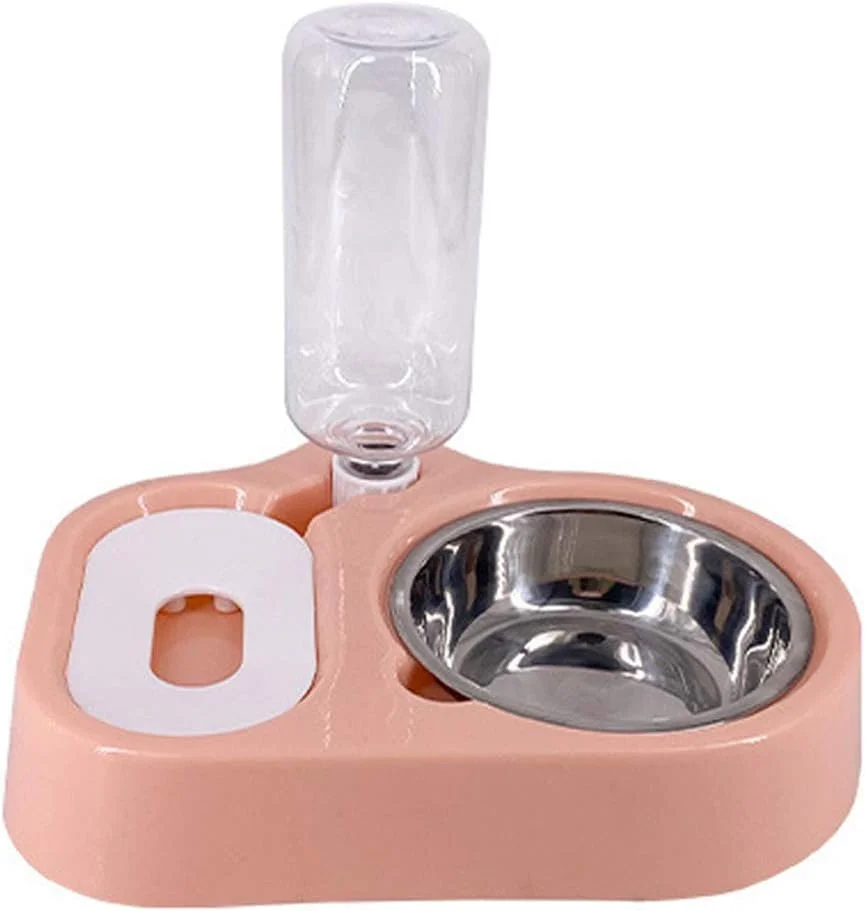 ظرف آب و غذای اتوماتیک 2 در 1 سگ و گربه، ظرف غذای ضد نشت، ظرف آب بطری، ظرف غذای سگ، ظرف سگ ضد لغزش و ضد ریزش، صورتی
