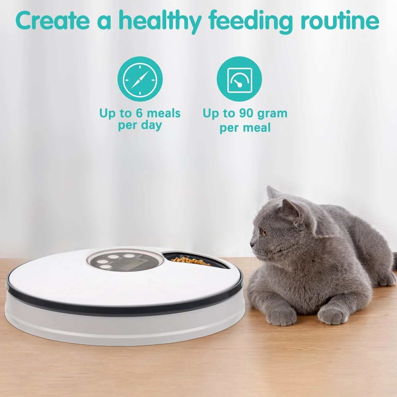 دستگاه غذاده اتوماتیک حیوانات خانگی SKADE، دستگاه توزیع کننده غذای خشک برای سگ های کوچک و گربه ها، دستگاه غذاده هوشمند قابل برنامه ریزی با یادآوری صوتی (تک کاسه)