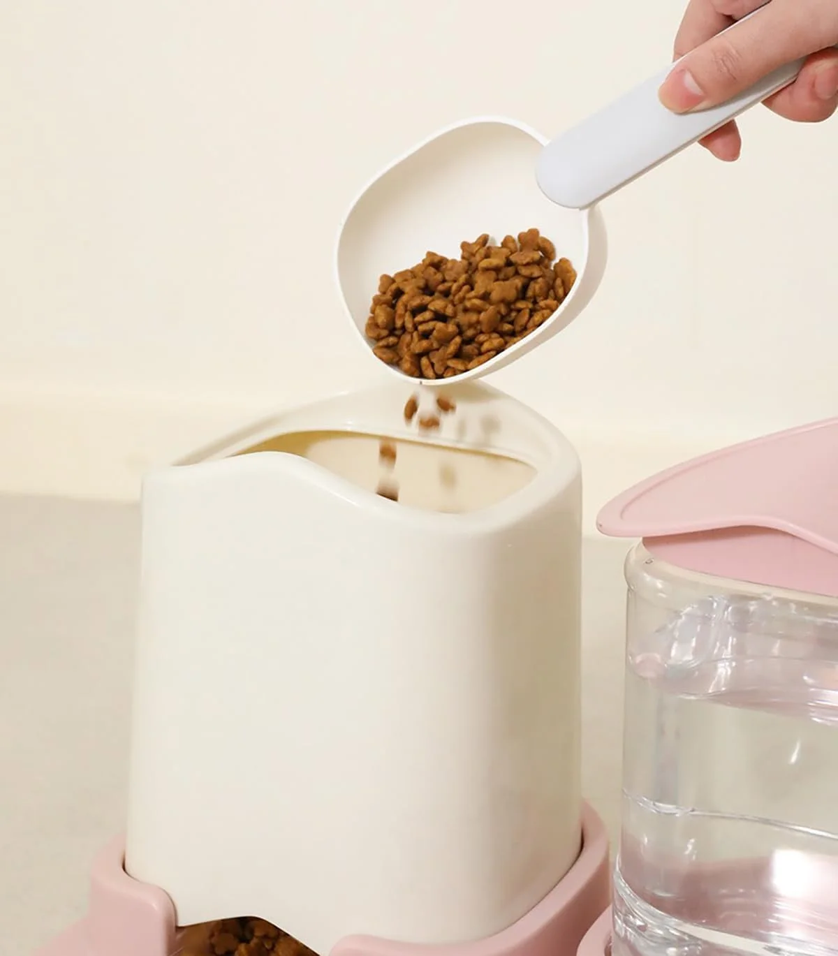 ست ظرف غذای اتوماتیک حیوانات خانگی و آب، ظرفیت 3.8 لیتر، دو کاسه با پایه، موجود در رنگ آبی