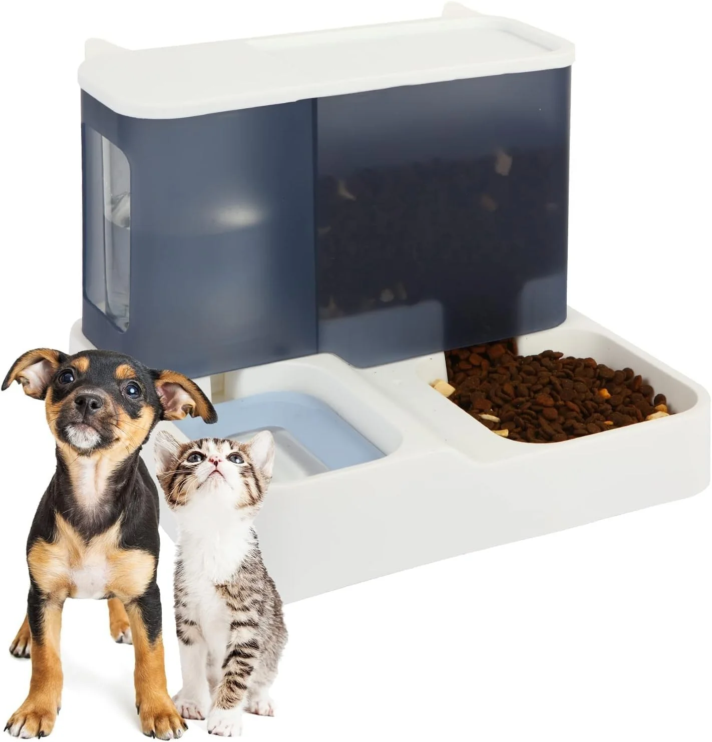 ظرف غذای اتوماتیک گربه و سگ، ظرف غذای ثقلی حیوانات خانگی، ست ظرف آب و غذای گربه 2 در 1، آبسردکن و غذا دهنده اتوماتیک 2 در 1 برای سگ ها، گربه ها و حیوانات خانگی کوچک و متوسط (آبی)