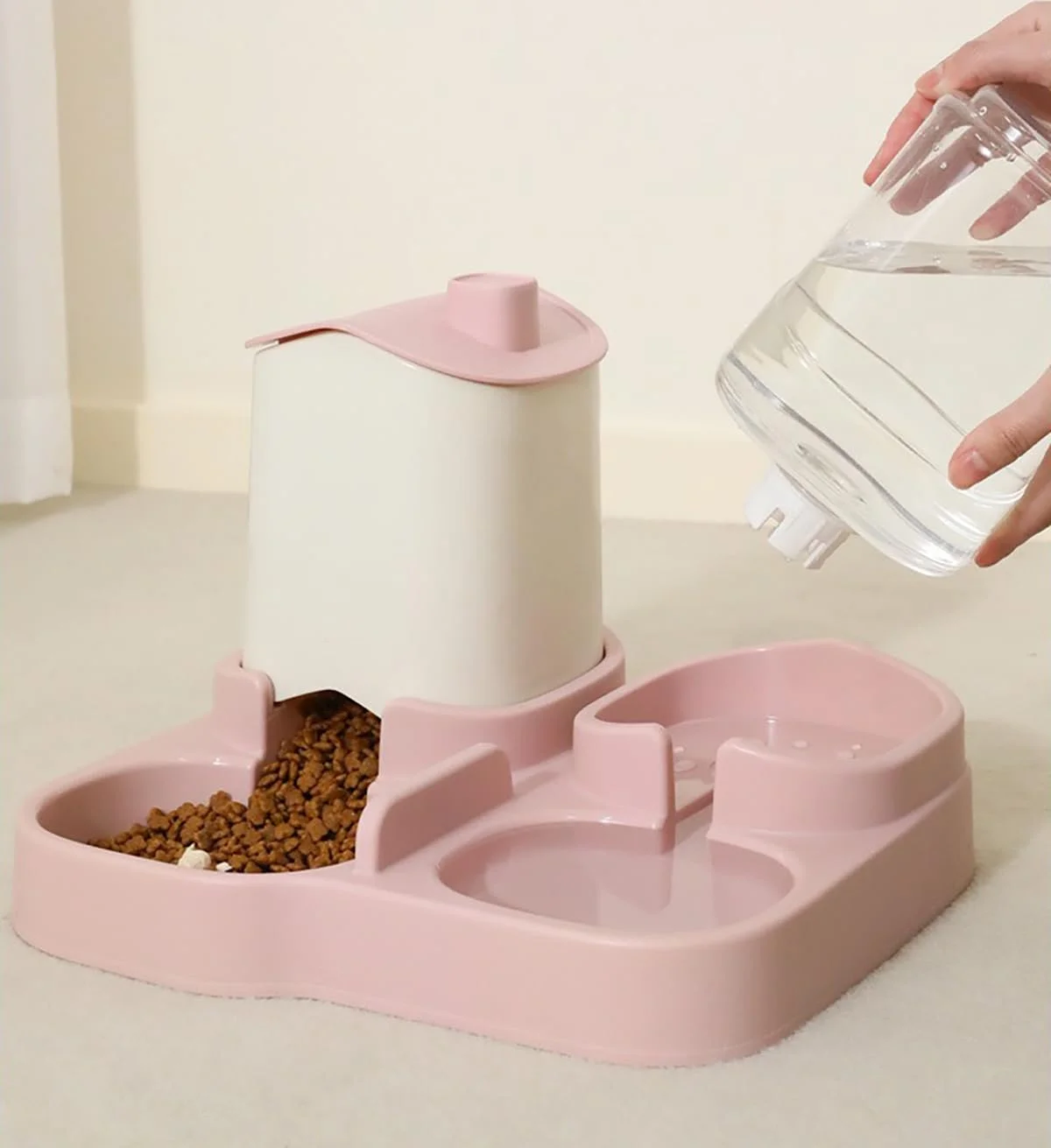 ست ظرف غذای اتوماتیک حیوانات خانگی و آب، ظرفیت 3.8 لیتر، دو کاسه با پایه، موجود در رنگ آبی