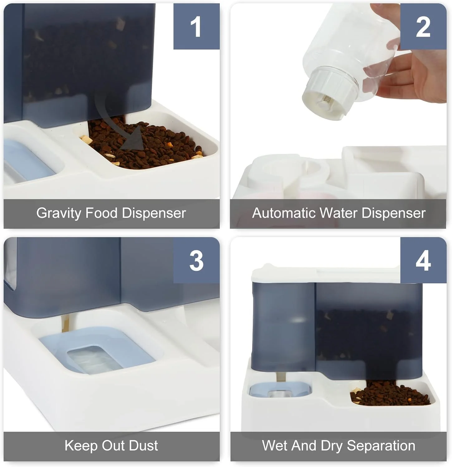 ظرف غذای اتوماتیک گربه و سگ، ظرف غذای ثقلی حیوانات خانگی، ست ظرف آب و غذای گربه 2 در 1، آبسردکن و غذا دهنده اتوماتیک 2 در 1 برای سگ ها، گربه ها و حیوانات خانگی کوچک و متوسط (آبی) ظرف غذای اتوماتیک گربه و سگ، ظرف غذای ثقلی حیوانات خانگی، ست ظرف آب و غذای گربه 2 در 1، آبسردکن و غذا دهنده اتوماتیک 2 در 1 برای سگ ها، گربه ها و حیوانات خانگی کوچک و متوسط (آبی)