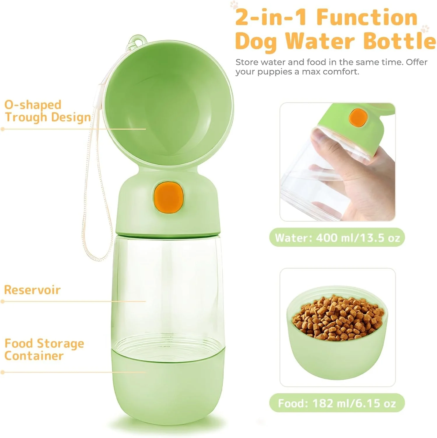 ظرف آب قابل حمل سگ BIGTHREE، بطری آب چند منظوره حیوانات خانگی با کاسه، ضد نشت و بادوام، ایده آل برای پیاده روی و مسافرت.