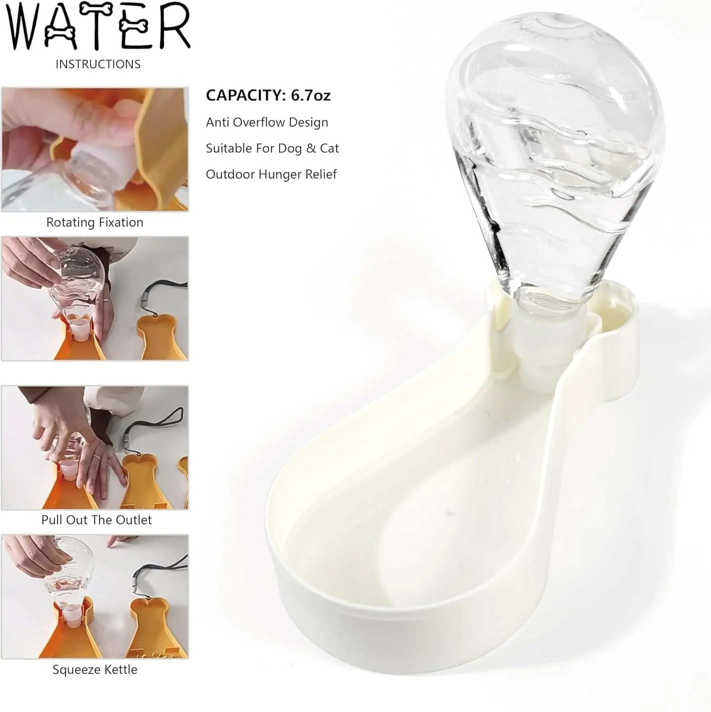 بطری آب قابل حمل 2 در 1 سگ BIGTHREE، بطری آب مسافرتی سگ، فنجان نوشیدنی دو لایه حیوانات خانگی، مناسب برای تامین آب، غذا، تغذیه آهسته و غیره در طول فعالیت های خارج از منزل.