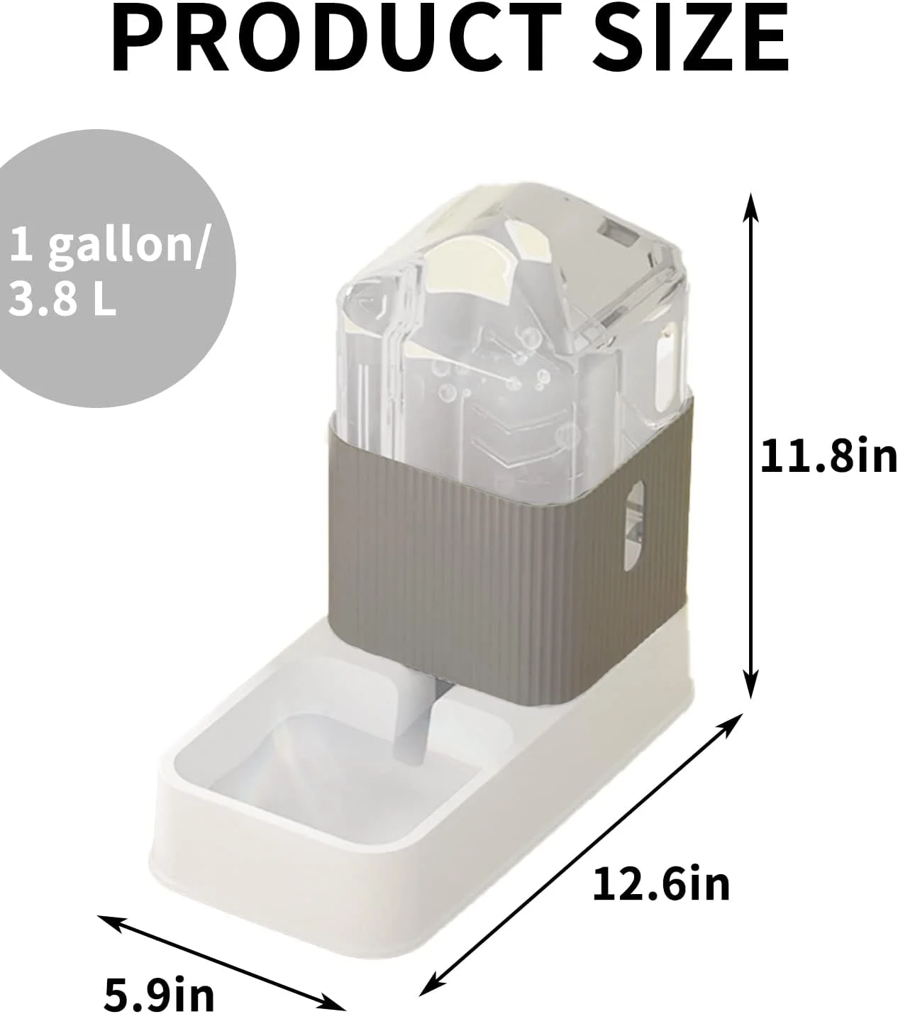 ست ظرف غذا و آب اتوماتیک گربه BNOSDM - ظرف غذای گربه ثقلی - جایگاه غذای سگ و حیوانات خانگی - ظرف غذای اتوماتیک حیوانات خانگی برای توله سگ و بچه گربه 3.5 لیتری / 1 گالن خاکستری