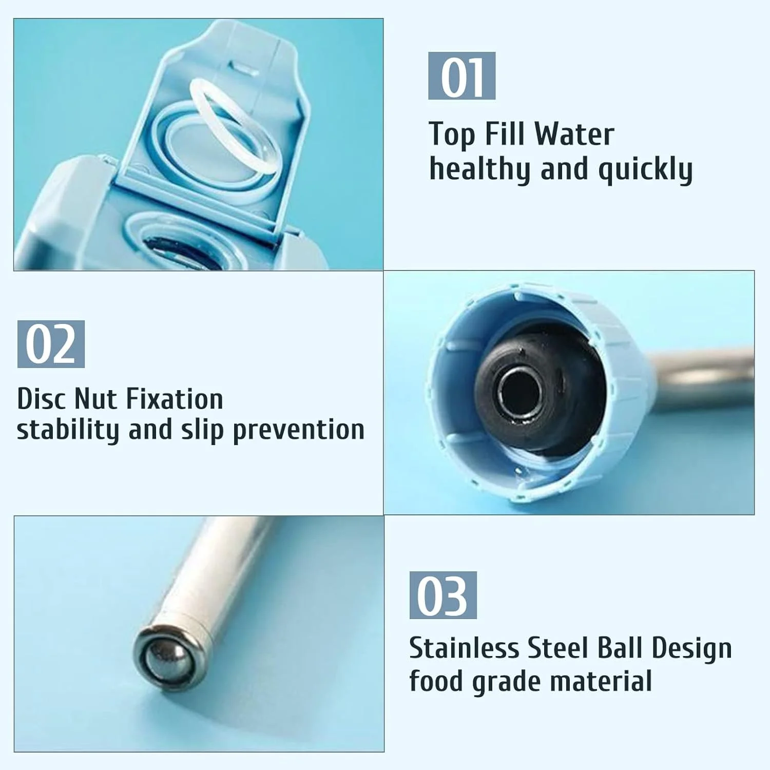 ظرف آب خرگوش BNOSDM با حجم 750 میلی‌لیتر، بدون چکه، با قابلیت پر کردن از بالا، آویز، ضد نشت، مناسب برای قفس خرگوش، بدون BPA، ظرف آب خودکار بی‌صدا برای چینچیلا، سنجاب، خوکچه هندی و غیره (آبی)