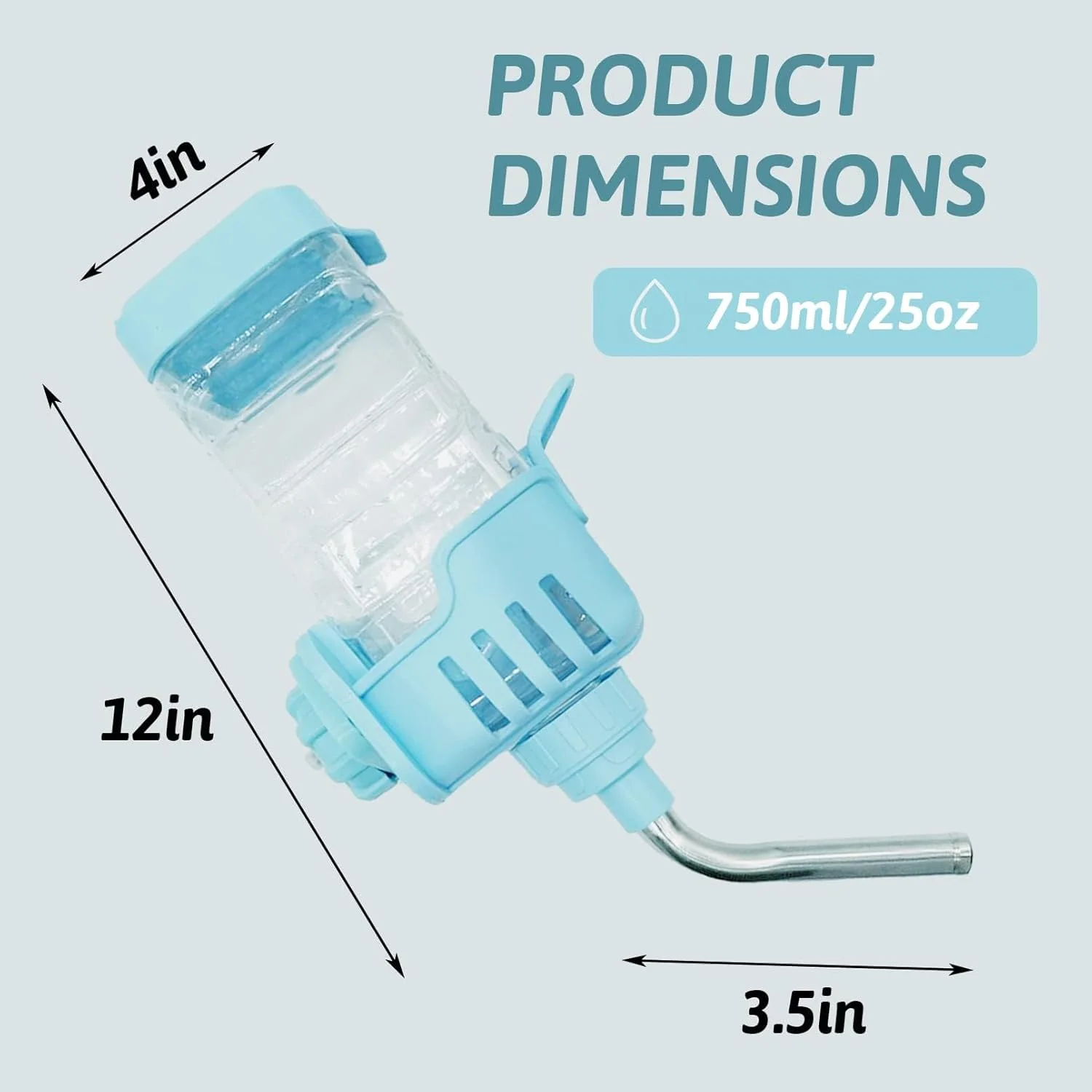ظرف آب خرگوش BNOSDM با حجم 750 میلی‌لیتر، بدون چکه، با قابلیت پر کردن از بالا، آویز، ضد نشت، مناسب برای قفس خرگوش، بدون BPA، ظرف آب خودکار بی‌صدا برای چینچیلا، سنجاب، خوکچه هندی و غیره (آبی)