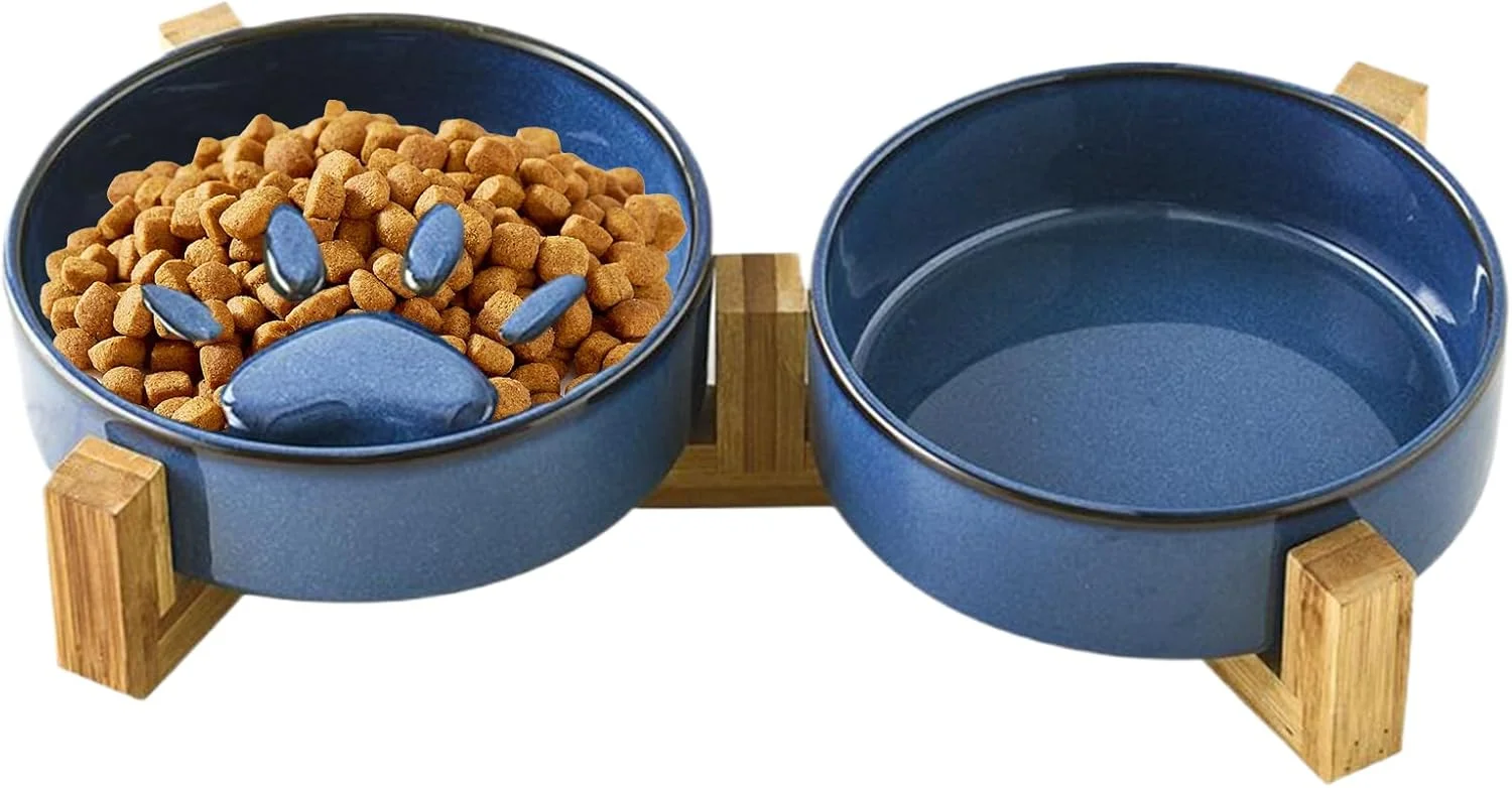 کاسه غذای سگ، کاسه سرامیکی ضد لغزش طرح پنجه، ظروف حیوانات خانگی برای حیاط، داخل خانه، فضای باز، باغ، کمپینگ و آب