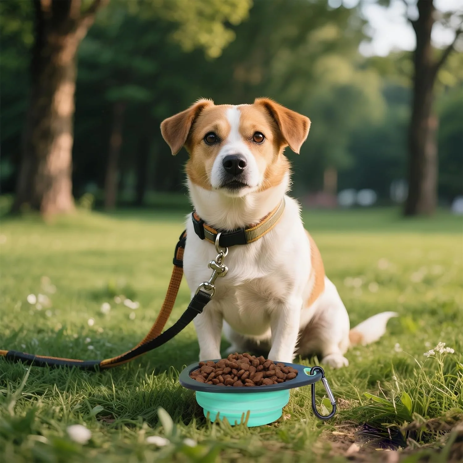 ظروف مسافرتی سگ - ظرف تاشو قابل حمل حیوانات خانگی برای غذا دادن و آب دادن در فضای باز، لوازم ضروری حیوانات خانگی، سبز