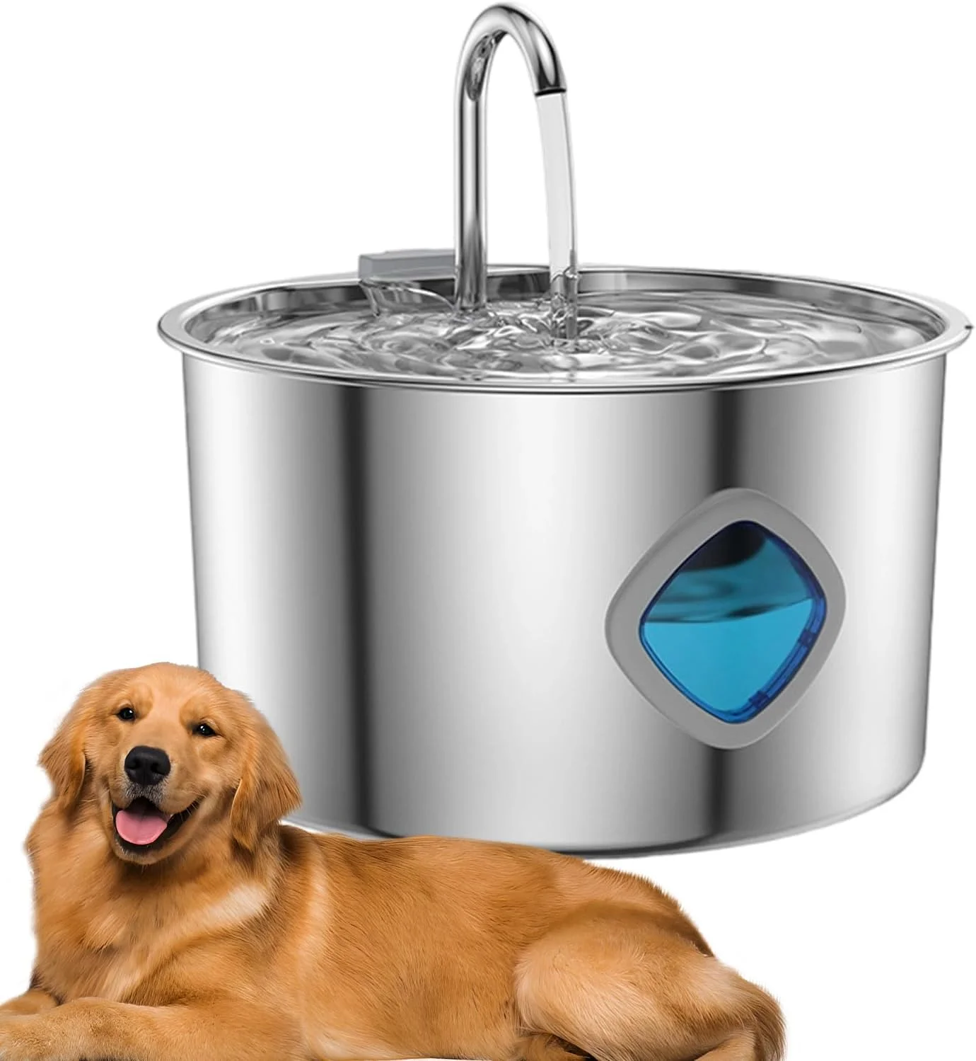 آبخوری فواره ای گربه استیل - ظرف آب 3.2 لیتری برای گربه های خانگی، دستگاه پخش کننده خودکار لوازم حیوانات خانگی برای توله سگ و بچه گربه در داخل خانه - مناسب برای نژادهای کوچک، متوسط و بزرگ