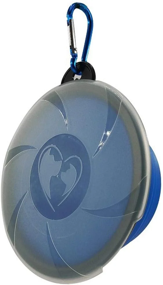 کاسه تاشو سگ - کاسه مسافرتی سیلیکونی قابل حمل حیوانات خانگی - کاسه های آب تاشو ظروف غذا با گیره کارابین و درب برای سگ ها گربه ها - ظرف غذاخوری و آبخوری قابل گسترش برای پیاده روی مسافرت کمپینگ