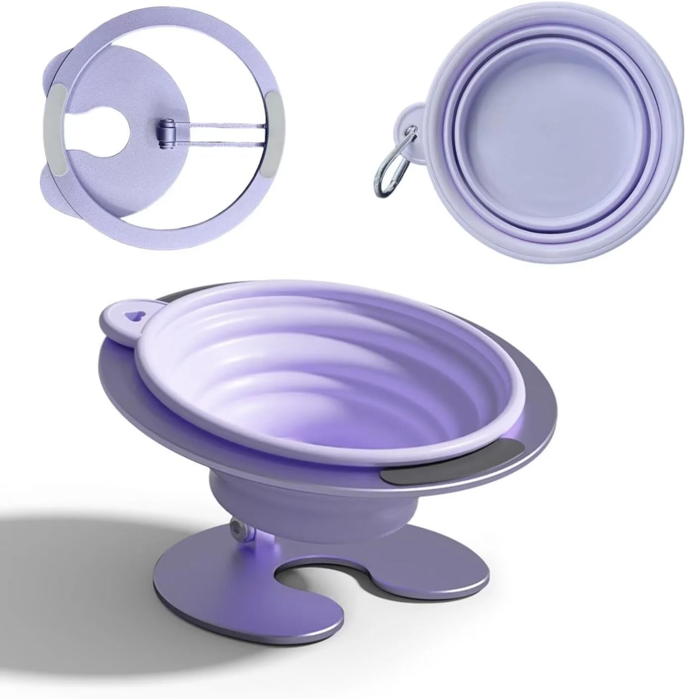 کاسه غذای تاشو و مرتفع سگ و گربه، ظرف آب و غذای قابل حمل و بلند حیوانات خانگی، ظرف غذای شیب دار قابل تنظیم برای گربه ها و سگ های داخل و خارج از منزل، ظرف آبخوری و غذاخوری مناسب سبیل گربه برای مسافرت