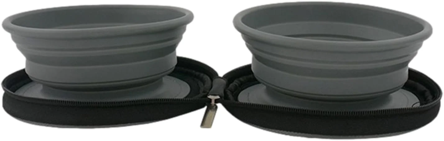 ظرف تاشو سگ، ظرف غذای قابل حمل حیوانات خانگی، کاسه های گرد غذا برای کمپینگ، مناسب برای استفاده در فضای باز، مسافرت و داخل خانه