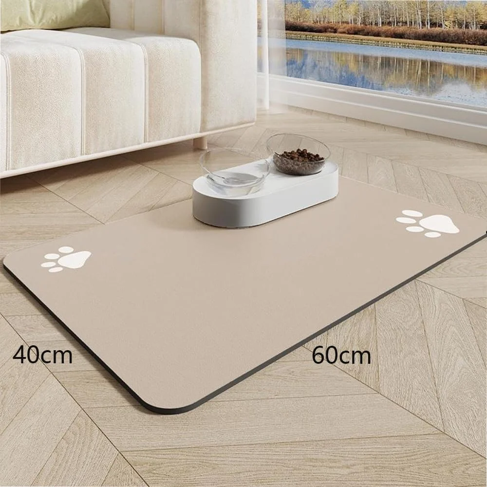 زیرانداز غذای حیوانات خانگی - زیرانداز جاذب سگ برای ظرف غذا و آب - خشک شدن سریع زیرانداز آبخوری سگ - لوازم جانبی سگ، 2 عدد، خاکی (40x60 سانتی متر)