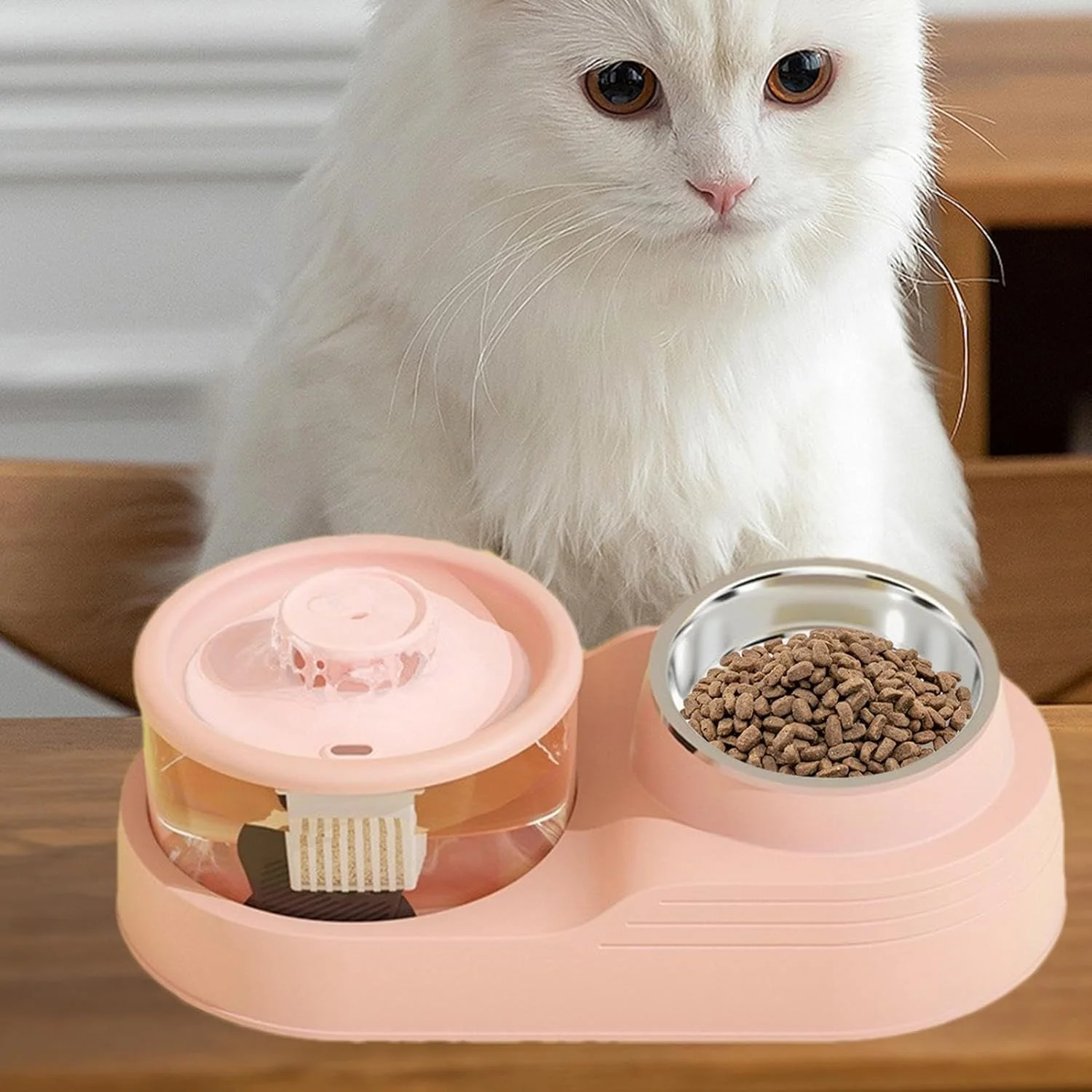 ظرف آب گربه، ظرف غذای سگ اتوماتیک، با طراحی شیب دار برای محافظت از گردن، طراحی بی صدا، لوازم غذا و آب برای استفاده در منزل