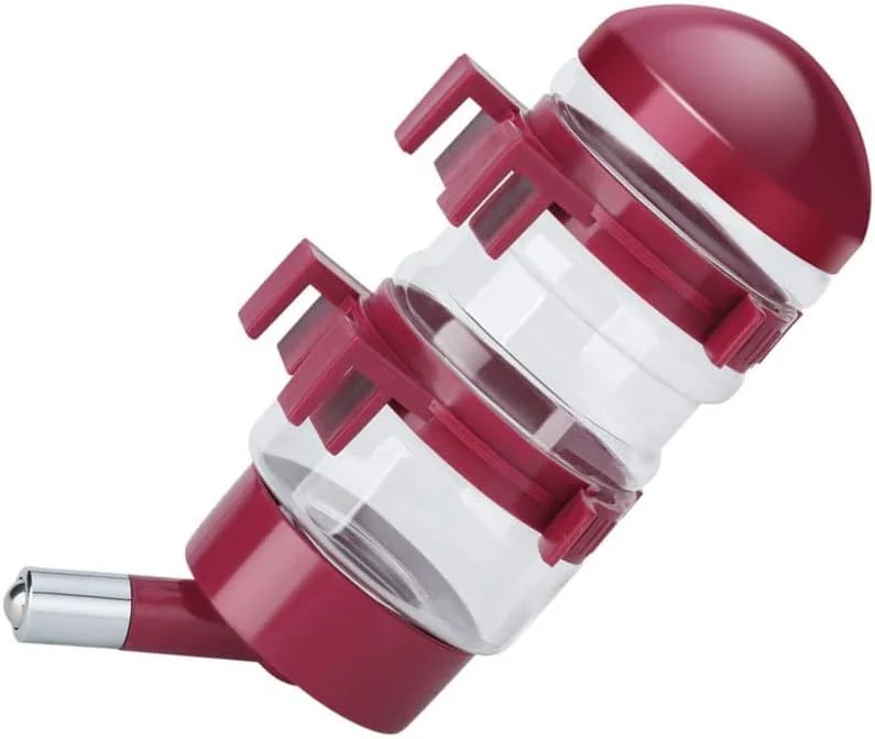 ظرف آب بدون چکه سگ OxyPlay برای قفس، کتری آبخوری اتوماتیک حیوانات خانگی 400 میلی لیتری (قرمز)