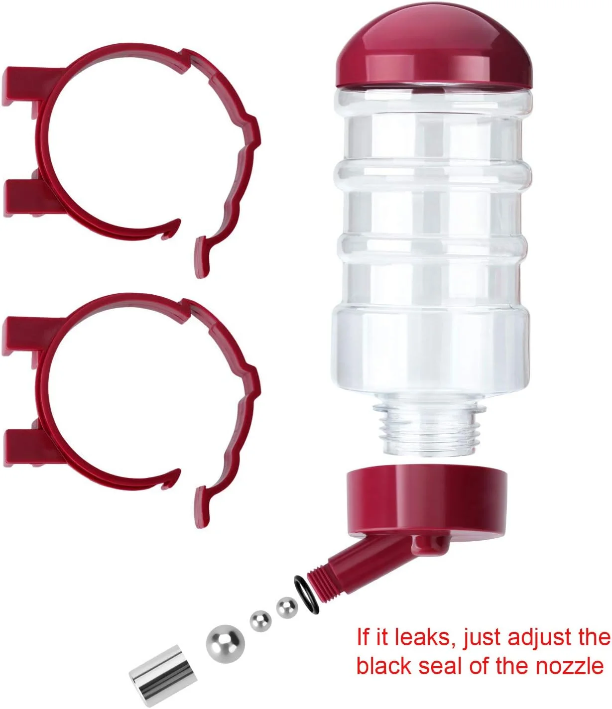 ظرف آب بدون چکه سگ OxyPlay برای قفس، کتری آبخوری اتوماتیک حیوانات خانگی 400 میلی لیتری (قرمز)