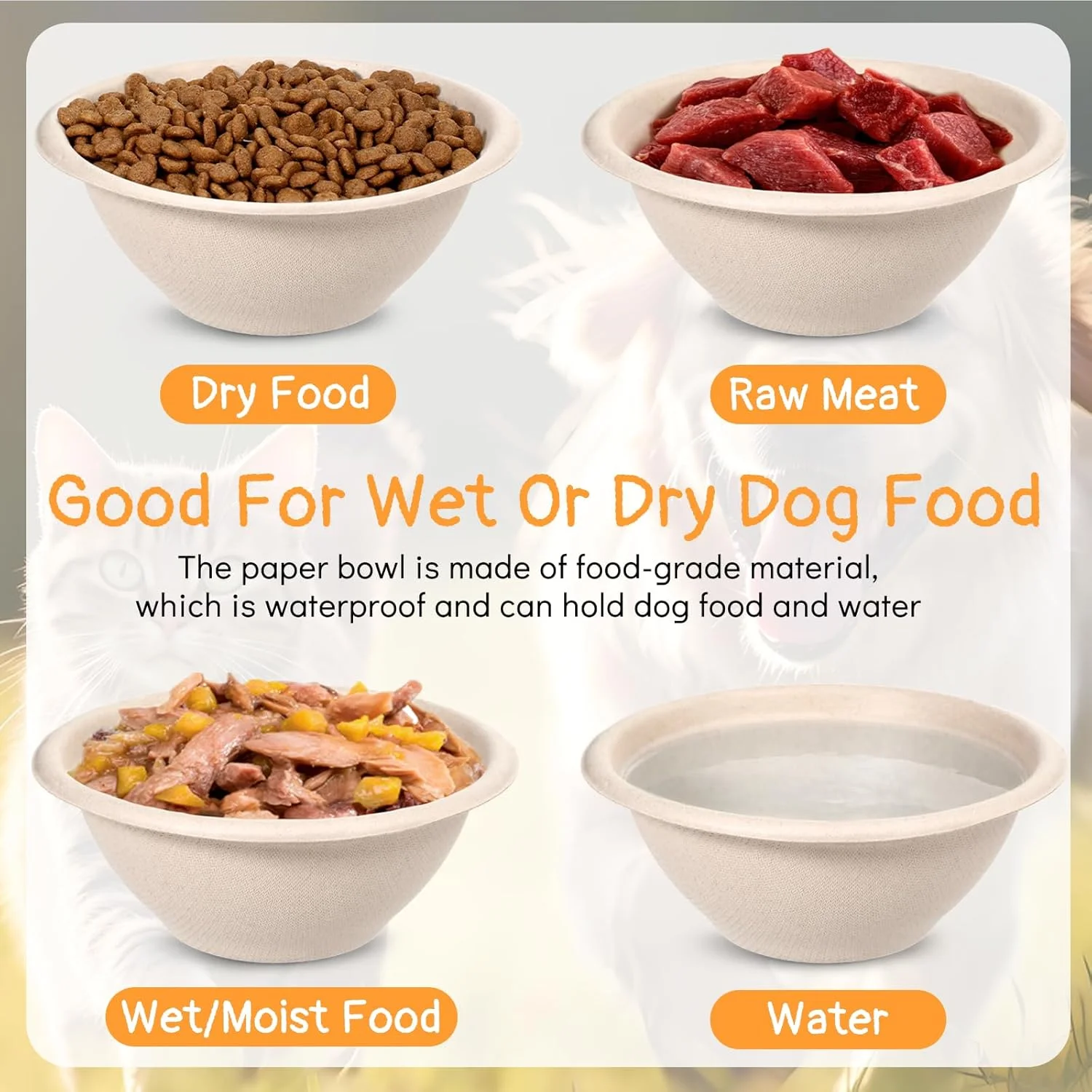 ۲۰۰ عدد ظرف یکبار مصرف حیوانات خانگی، ظروف کاغذی مسافرتی ۸ اونسی برای سگ های کوچک، توله سگ، گربه، ظروف غذا و آب ضد نشت، لوازم ۱ پیمانه