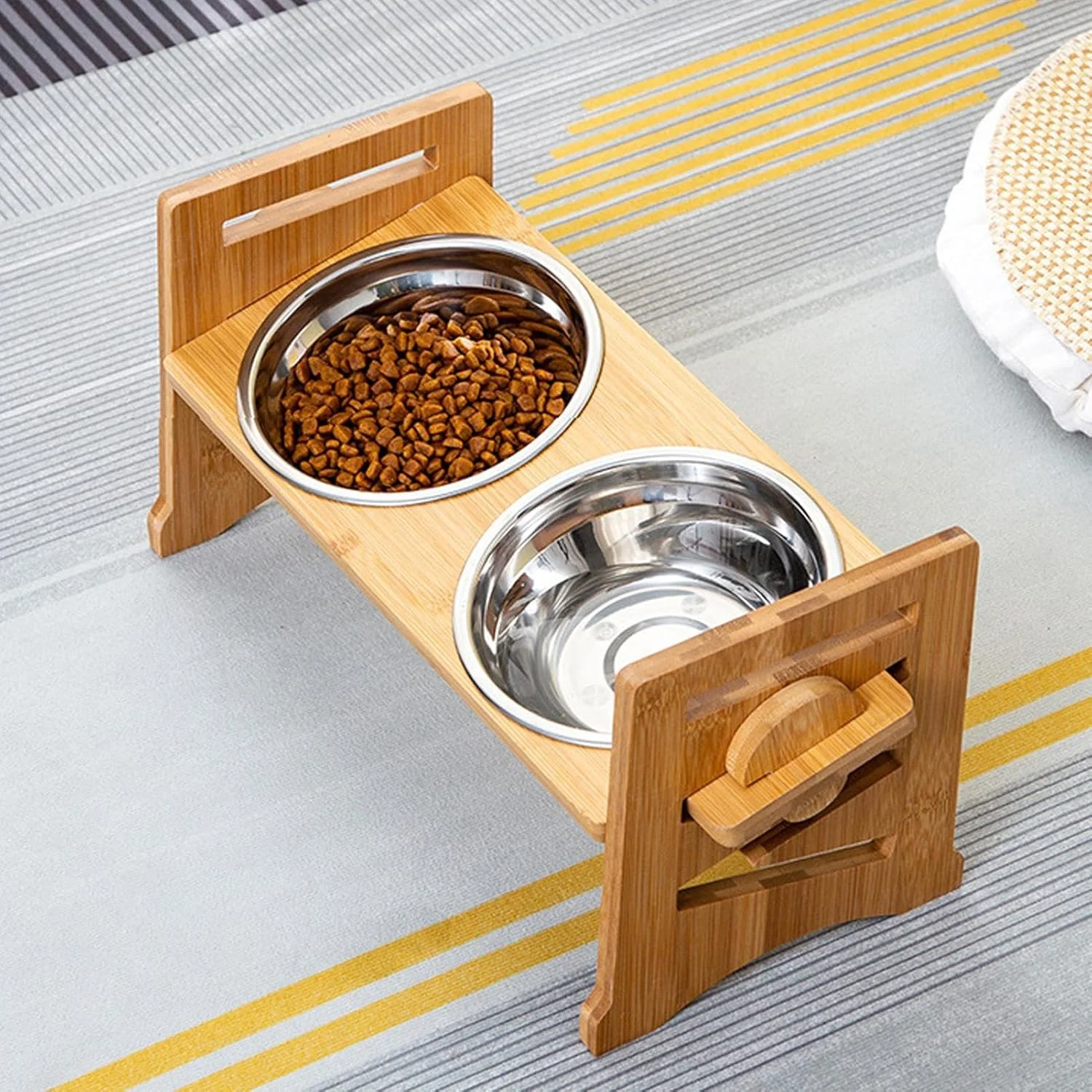 ظروف غذای سگ مرتفع - پایه کاسه سگ قابل تنظیم و ضد لغزش | ایستگاه تغذیه حیوانات خانگی برای گربه ها، مناسب برای غذا خوردن در داخل و خارج از خانه، حیاط، ماشین، خانواده و دوستان