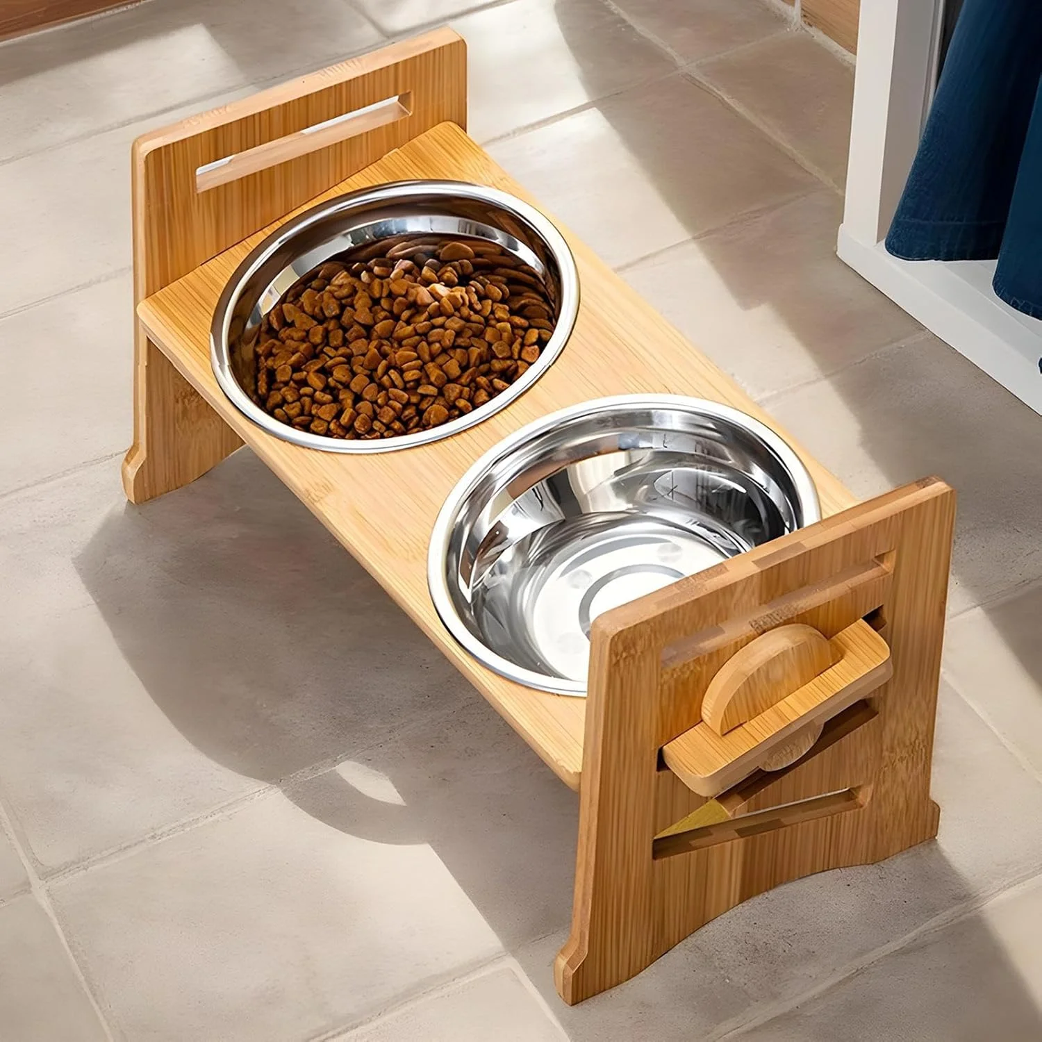 ظرف غذای سگ مرتفع - پایه ظرف سگ بلند قابل تنظیم و ضد لغزش | ایستگاه تغذیه حیوانات خانگی برای گربه ها، مناسب برای غذا خوردن در داخل و خارج از خانه، حیاط، ماشین، مهمانی های خانوادگی و دوستانه