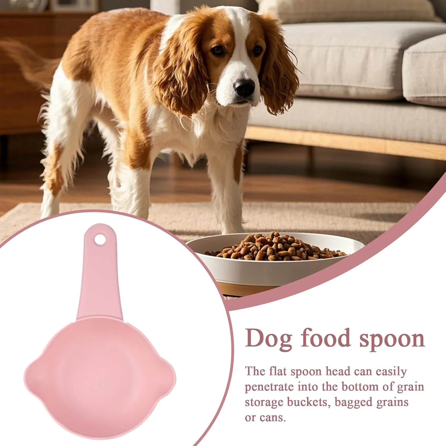 پیمانه غذای سگ - پیمانه آرد قابل تنظیم و زیبا با قابلیت ضد ریزش - لوازم غذا و آب گربه برای توله سگ، غذای خشک، خاک بستر، غلات