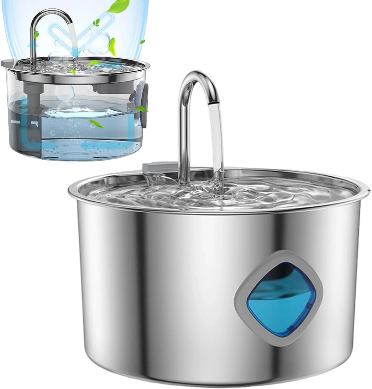 آبخوری فواره ای گربه - آبخوری سگ 3.2 لیتری | دستگاه پخش کننده اتوماتیک لوازم حیوانات خانگی برای نوشیدن توله سگ، بچه گربه، نژادهای بزرگ، متوسط و کوچک در داخل خانه