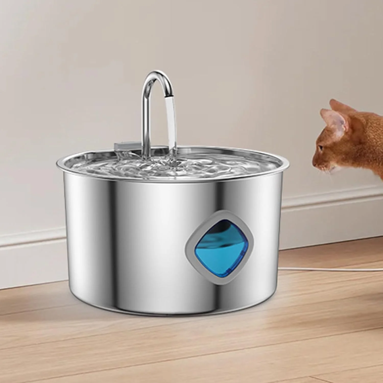 آبخوری اتوماتیک حیوانات خانگی استیل - ظرفیت 3.2 لیتر، مناسب سگ و گربه، منبع تغذیه خودکار، مناسب توله سگ، بچه گربه، نژادهای بزرگ، متوسط و کوچک