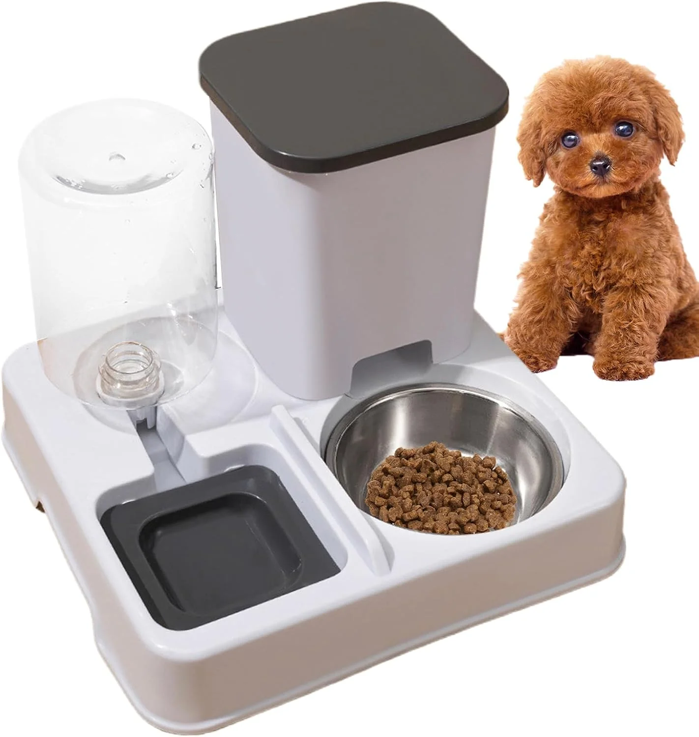 ظرف غذای اتوماتیک سگ | دستگاه خودکار غذا و آب برای گربه، سیستم توزیع غذا و نوشیدنی حیوانات خانگی مناسب لوازم حیوانات کوچک تا متوسط ​​برای بچه گربه ها و توله سگ ها