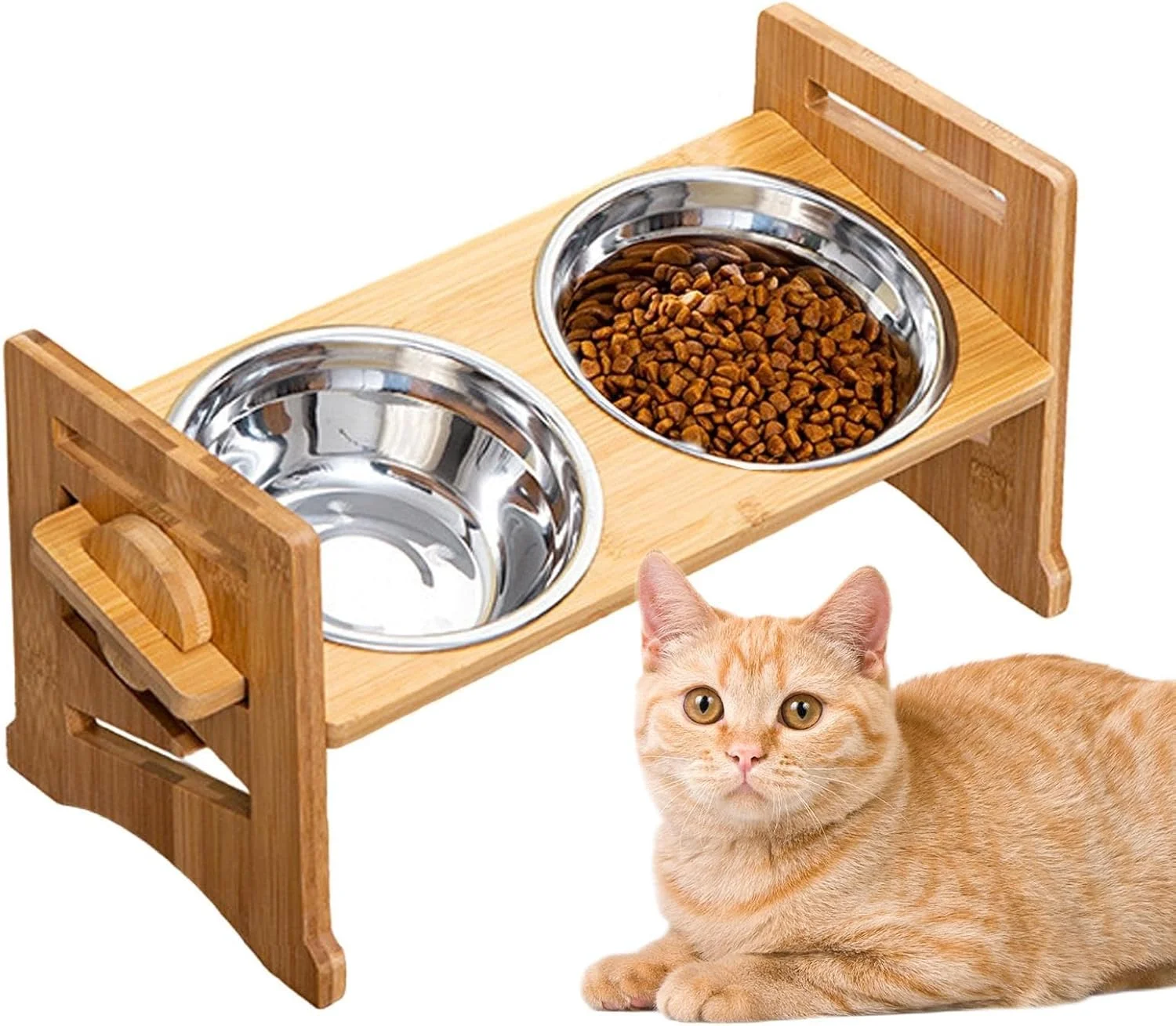 ظروف غذای سگ مرتفع، پایه ظرف سگ قابل تنظیم و ضد لغزش | ظروف گربه برای تغذیه، لوازم آبخوری، ایستاده، غذا خوردن، خانه، حیاط، ماشین