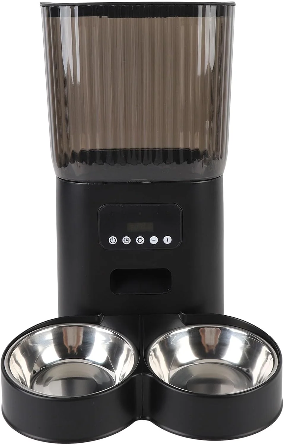 دستگاه غذاده اتوماتیک حیوانات خانگی Fabater، ظرفیت 5 لیتر، دستگاه پخش غذای خشک زمانبندی شده برای گربه، دستگاه غذاده سگ با قابلیت تنظیم اندازه وعده، دارای منبع تغذیه دوگانه برای حیوانات خانگی کوچک و متوسط، کنترل دکمه ای (دو کاسه)