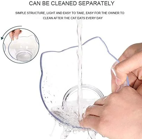 ظرف دوگانه گربه ای eWINNER، ظرف سگ، ظرف غذای ضد لغزش با پایه بلند، لوازم غذا و آب گربه، تغذیه کننده سگ، لوازم حیوانات خانگی (پلاستیک + شفاف)