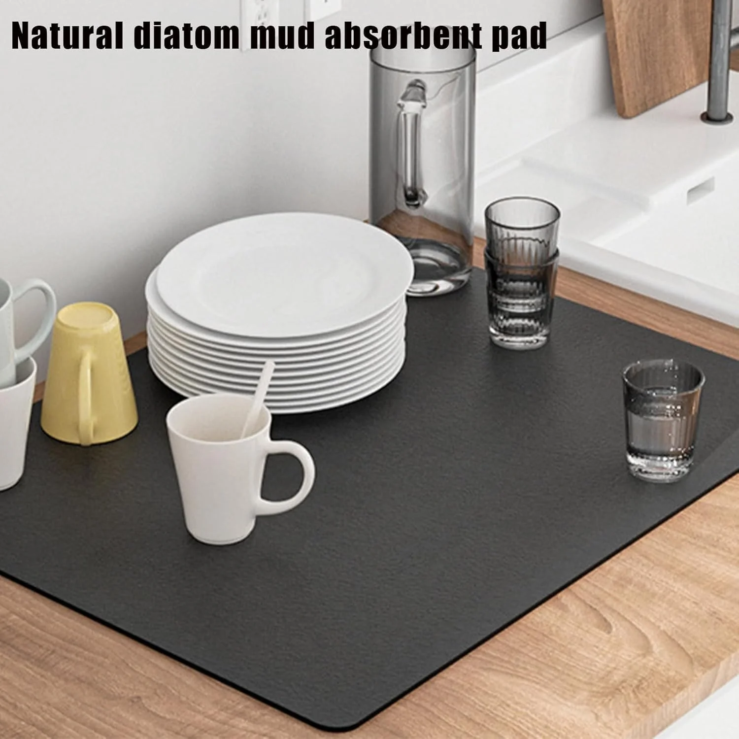 زیرانداز غذای حیوانات خانگی - زیرانداز جاذب سگ برای کاسه غذا و آب - بدون لکه، خشک شونده سریع، زیرانداز پخش کننده آب سگ - لوازم جانبی سگ (مشکی-S-30x40cm)