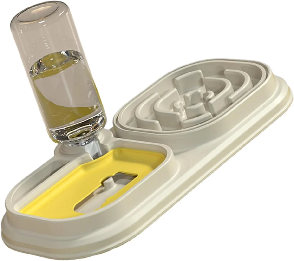 ظرف غذای حیوانات خانگی دو قلو با بطری آب برای گربه و سگ، ظرف غذا و آب برای استفاده در منزل، ضد خفگی