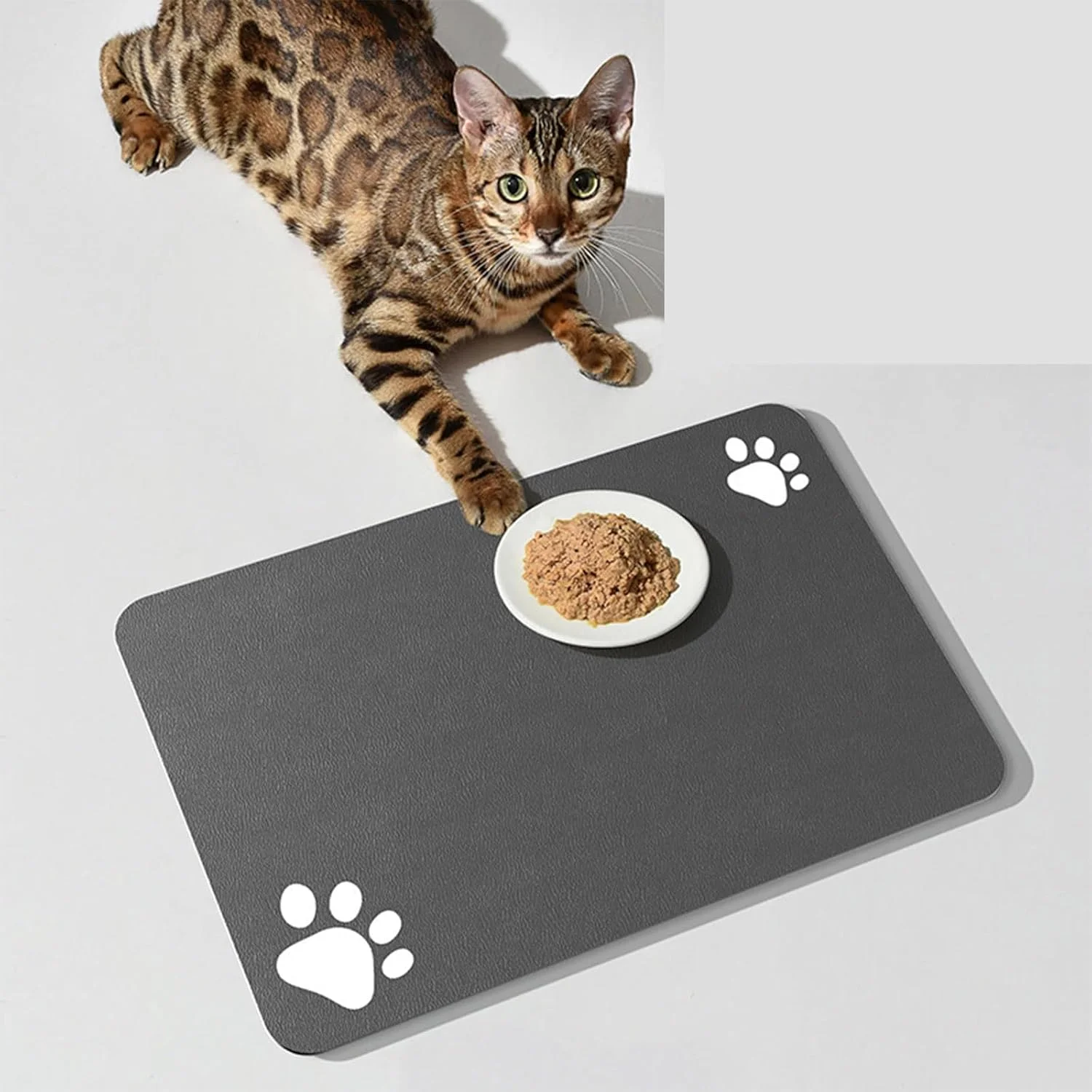 زیرانداز غذای حیوانات خانگی - زیرانداز جاذب سگ برای کاسه غذا و آب - بدون لکه، خشک شونده سریع، زیرانداز پخش کننده آب سگ - لوازم جانبی سگ (مشکی-S-30x40cm)