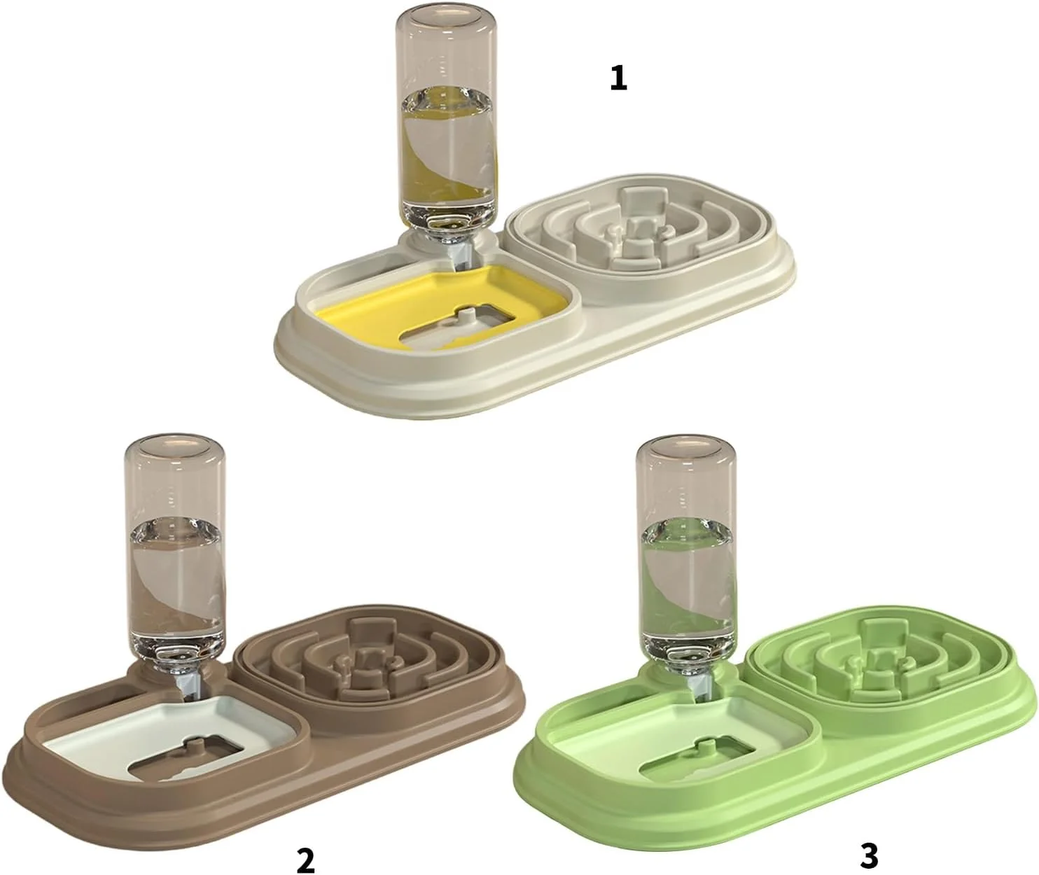 ظرف غذای حیوانات خانگی دو قلو با بطری آب برای گربه و سگ، ظرف غذا و آب برای استفاده در منزل، ضد خفگی