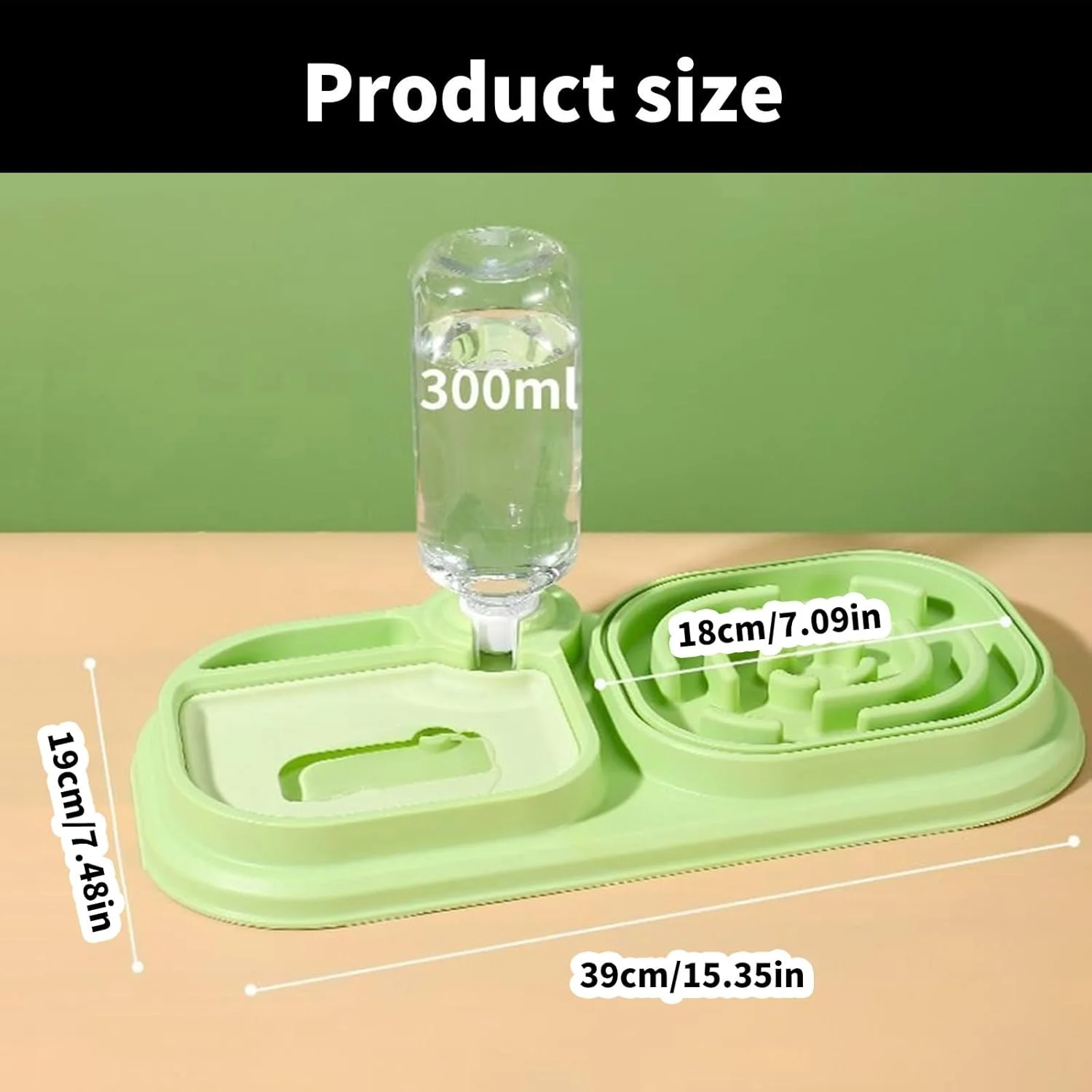 ظرف غذای حیوانات خانگی دو قلو با بطری آب برای گربه و سگ، ظرف آب و غذا برای استفاده در منزل، ضد خفگی