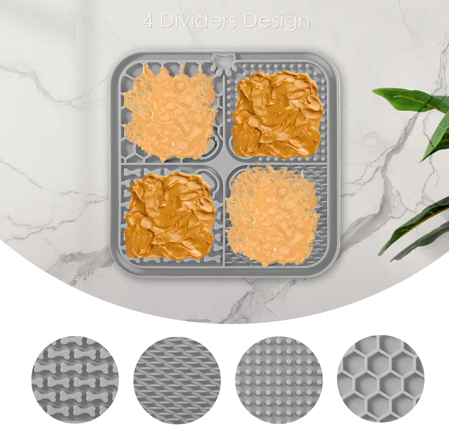 پد لیسیدنی برای سگ و گربه، پد لیسیدنی تغذیه آهسته با مکنده، کاهش دهنده بی حوصلگی و اضطراب برای حیوانات خانگی (1 عدد خاکستری، 20x20 سانتی متر)