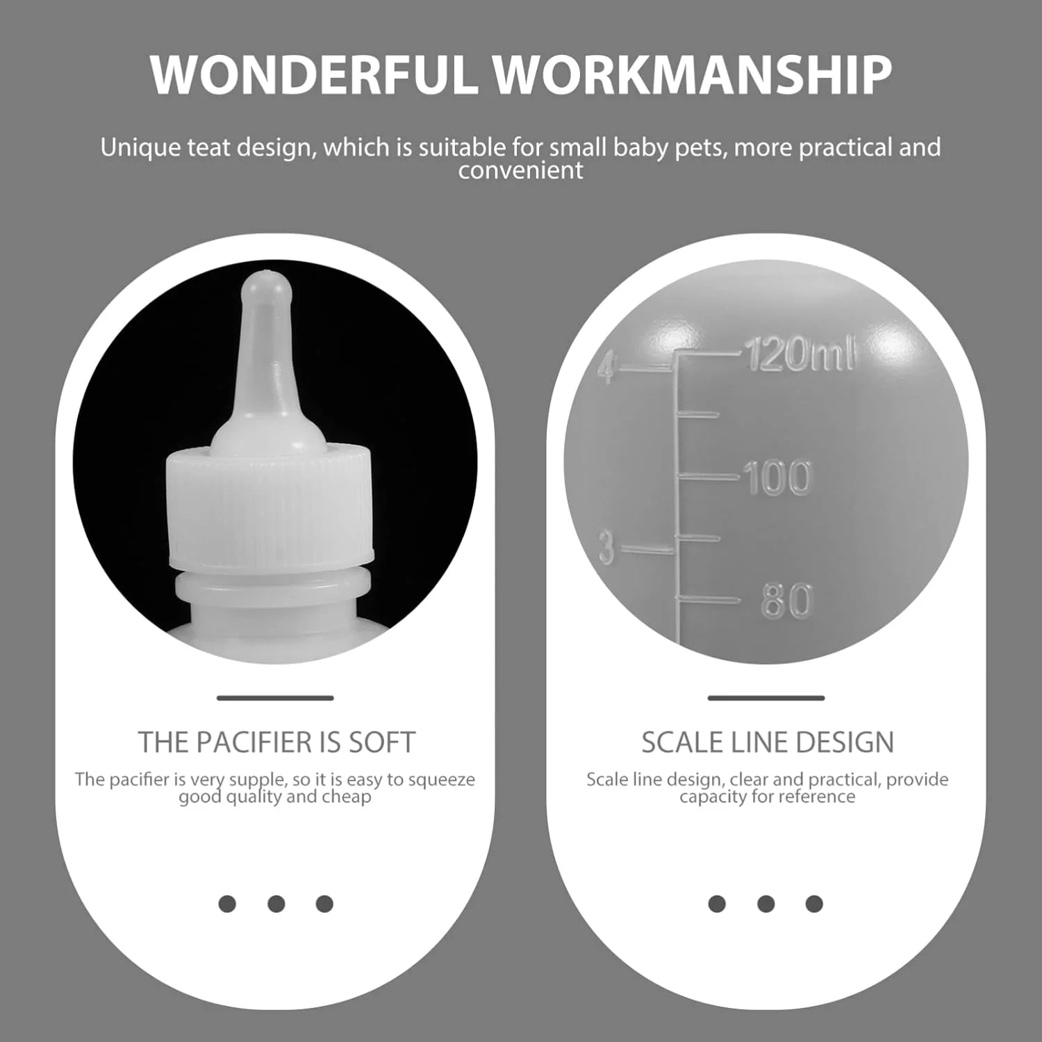 ست 4 عددی شیشه شیر حیوانات خانگی، شیشه شیر سیلیکونی برای بچه گربه، ابزار شیردهی حیوانات خانگی برای تغذیه و آبرسانی توله سگ و گربه