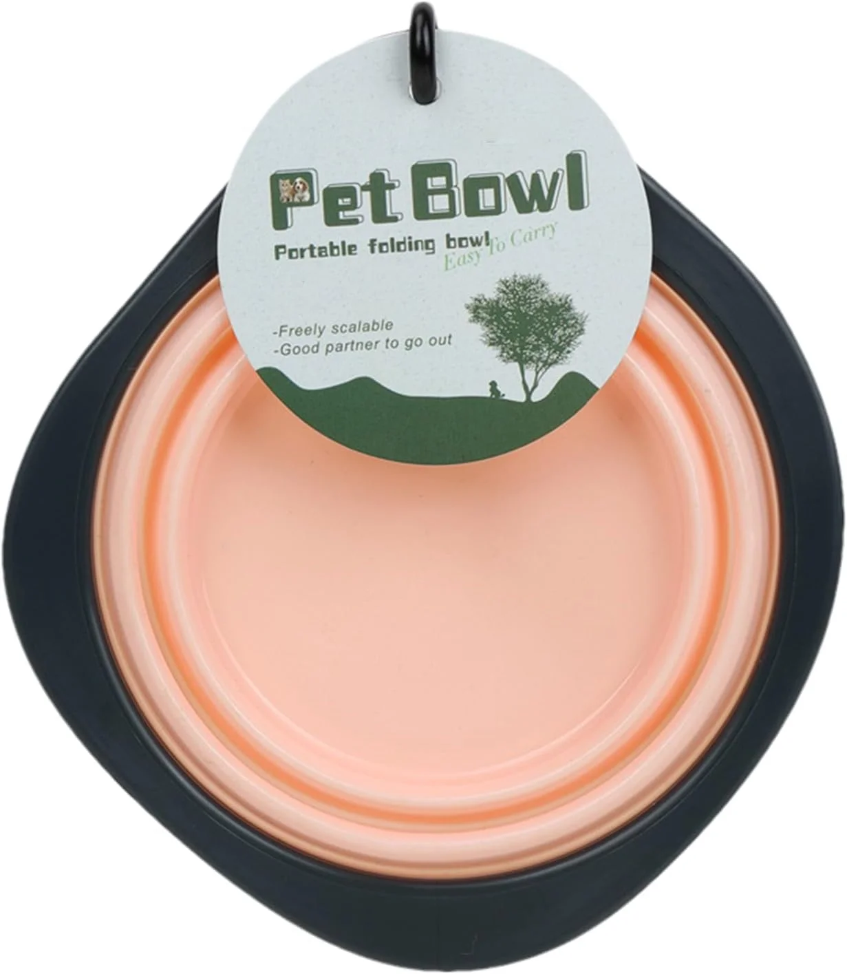 کاسه تاشو سگ - کاسه تاشو مسافرتی سگ، ظرف غذای حیوانات خانگی قابل حمل با گیره کارابین، ظرف غذاخوری و آبخوری برای پیاده روی و کمپینگ حیوانات خانگی