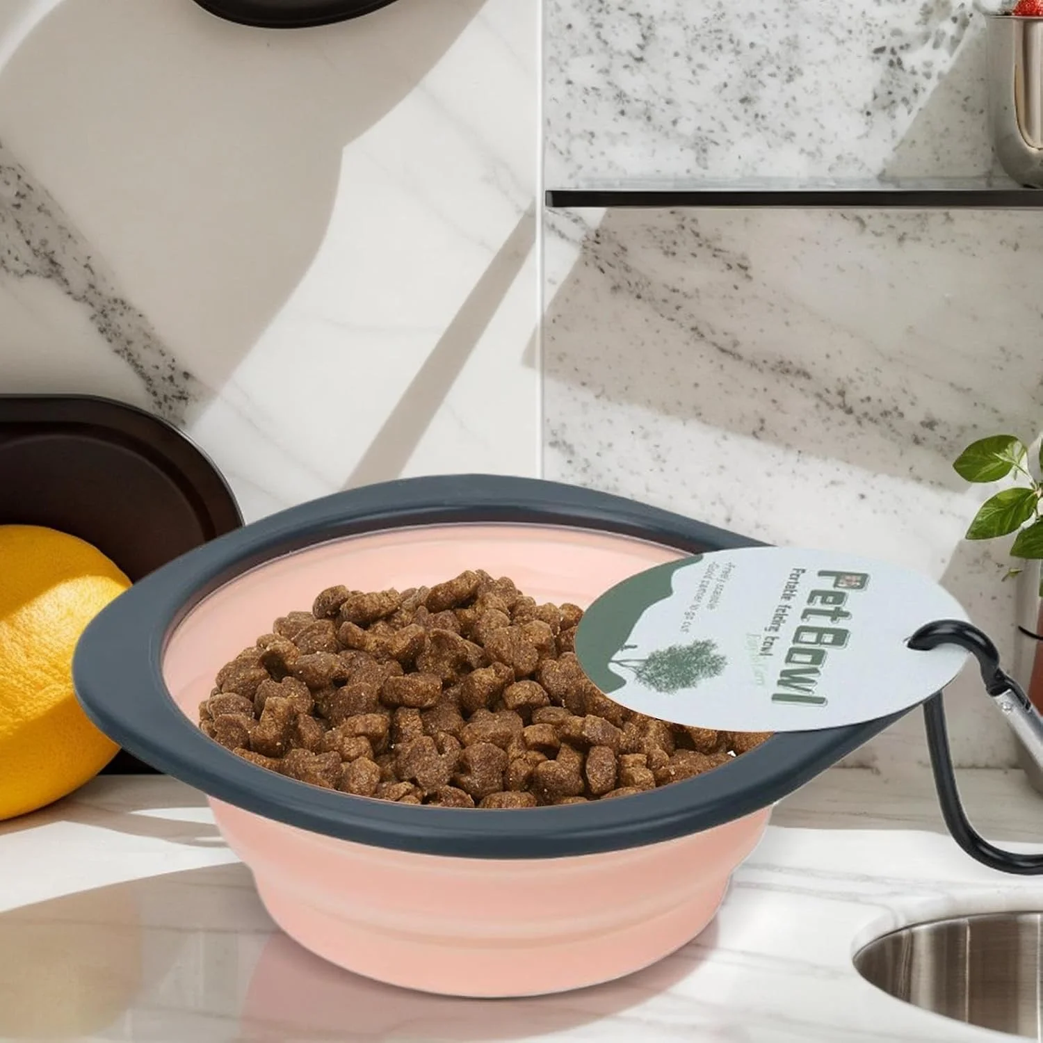 کاسه تاشو سگ - کاسه آب قابل حمل تاشو سگ - ظرف غذای حیوانات خانگی با گیره کارابین، ظرف غذا و آب برای کمپینگ، پیاده روی و گردش حیوانات خانگی