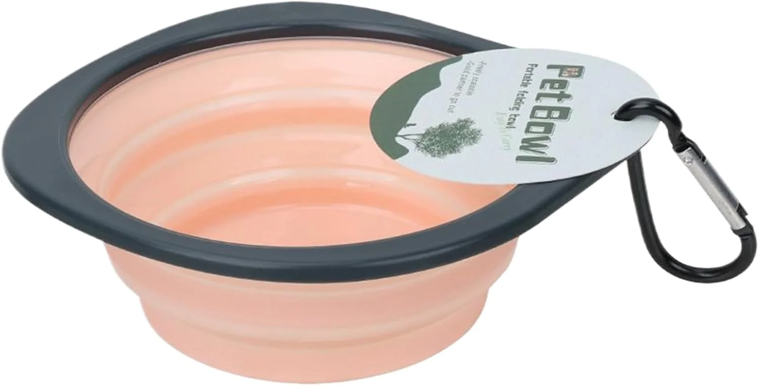 کاسه تاشو سگ - ظرف غذای تاشو مسافرتی سگ، ظرف غذای حیوانات خانگی با گیره کارابین، ظرف آبخوری برای پیاده روی و کمپینگ حیوانات خانگی